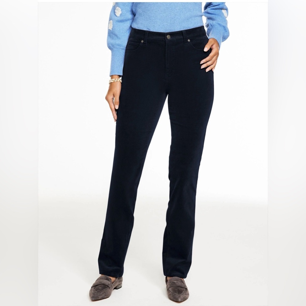 NWT Talbots STRAIGHT LEG STRETCH CORDUROY PANTS Curvy size 8 indigo blue